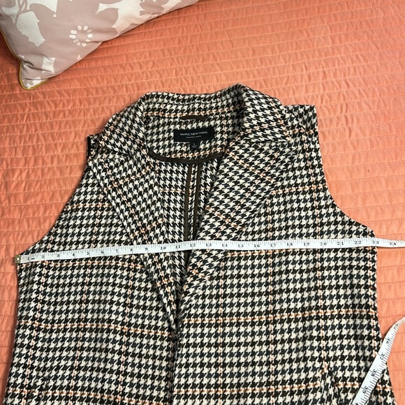 Marc New York Andrew Marc Houndstooth Longline Open Belted Sleeveless Jacket L - Picture 14 of 16
